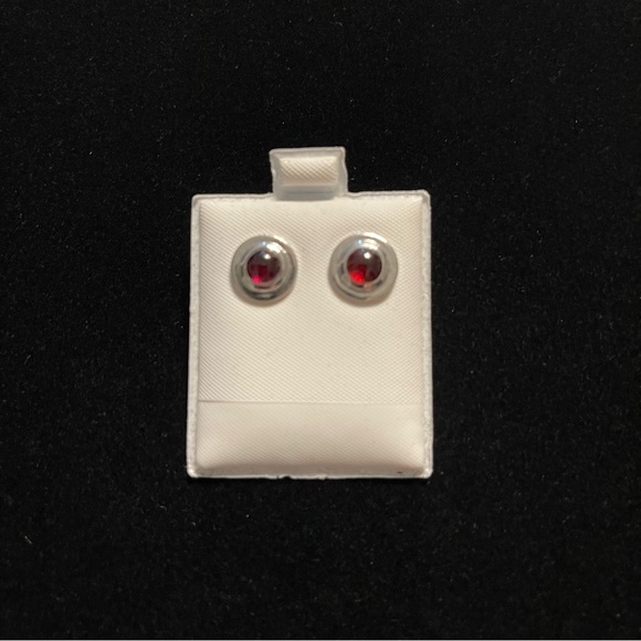 Sterling silver 925 Cabachon Garnet earrings - Picture 5 of 10